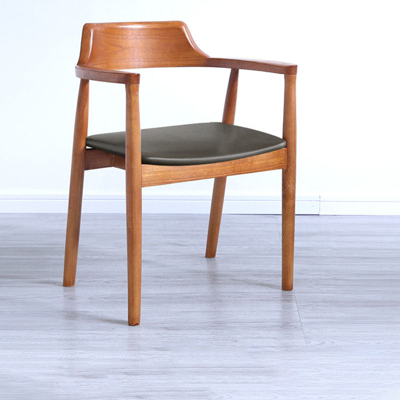 Traditional Style Open Back Chairs Dining Wooden Arm Chairs for Kitchen Black 1 Piece Clearhalo 'Dining Chairs' 'Dining Tables & Seating' 'dining_chair' 'Furniture' 'furniture_dining_chair' 'Kitchen & Dining Furniture' 4732117