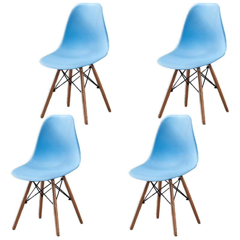 Scandinavian Wood Indoor-Outdoor Side Chair Solid Back Chair Blue Set of 4 Clearhalo 'Dining Chairs' 'Dining Tables & Seating' 'dining_chair' 'Furniture' 'furniture_dining_chair' 'Kitchen & Dining Furniture' 4732126