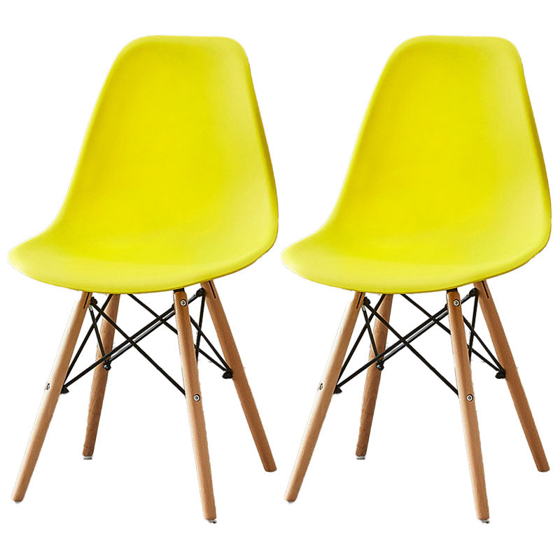 Scandinavian Wood Indoor-Outdoor Side Chair Solid Back Chair Yellow Set of 2 Clearhalo 'Dining Chairs' 'Dining Tables & Seating' 'dining_chair' 'Furniture' 'furniture_dining_chair' 'Kitchen & Dining Furniture' 4732129