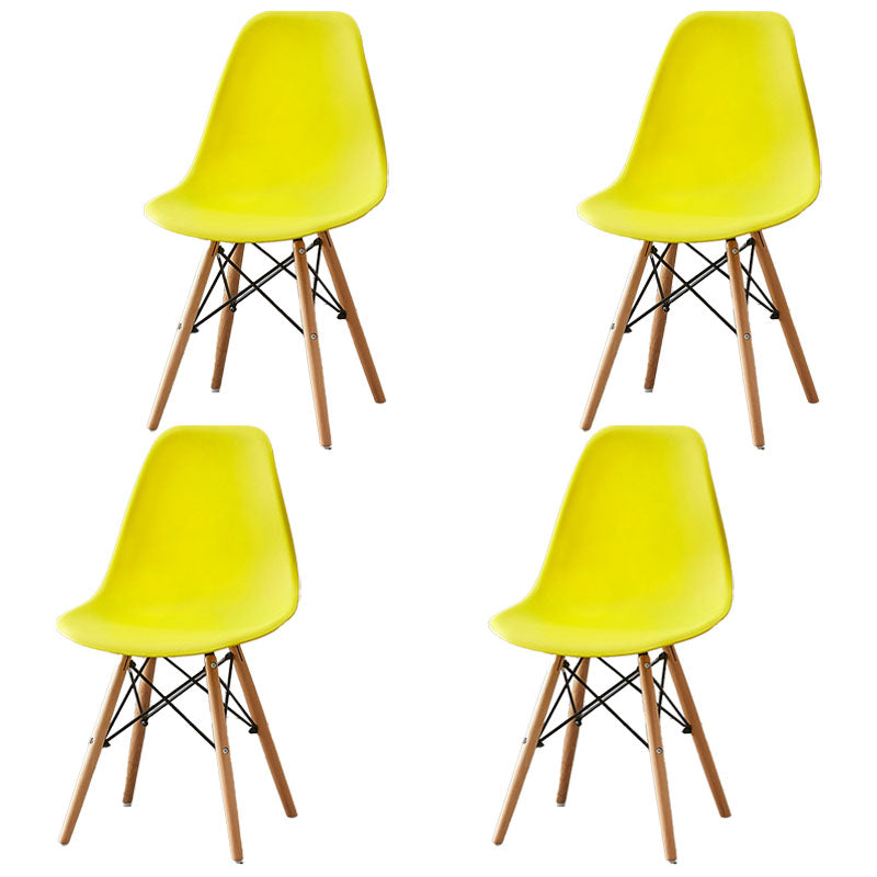 Scandinavian Wood Indoor-Outdoor Side Chair Solid Back Chair Yellow Set of 4 Clearhalo 'Dining Chairs' 'Dining Tables & Seating' 'dining_chair' 'Furniture' 'furniture_dining_chair' 'Kitchen & Dining Furniture' 4732132