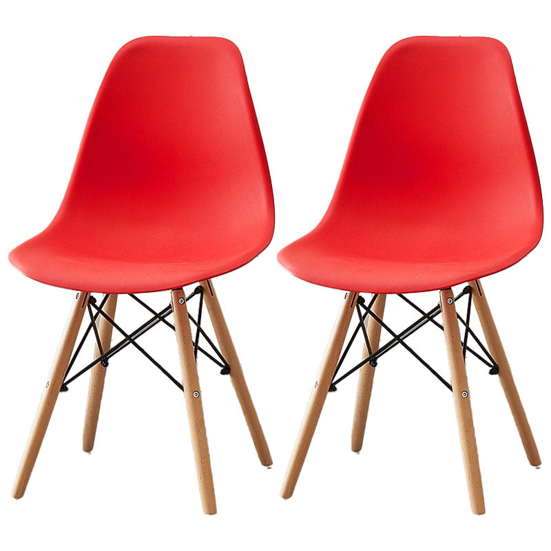 Scandinavian Wood Indoor-Outdoor Side Chair Solid Back Chair Red Set of 2 Clearhalo 'Dining Chairs' 'Dining Tables & Seating' 'dining_chair' 'Furniture' 'furniture_dining_chair' 'Kitchen & Dining Furniture' 4732142