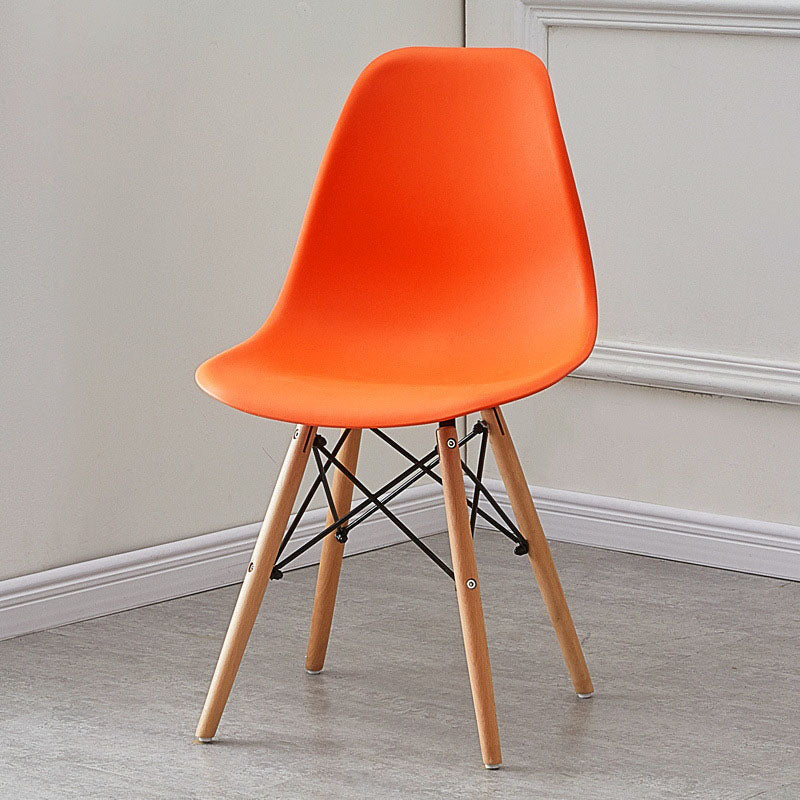 Scandinavian Wood Indoor-Outdoor Side Chair Solid Back Chair Orange-Red 1 Piece Clearhalo 'Dining Chairs' 'Dining Tables & Seating' 'dining_chair' 'Furniture' 'furniture_dining_chair' 'Kitchen & Dining Furniture' 4732144