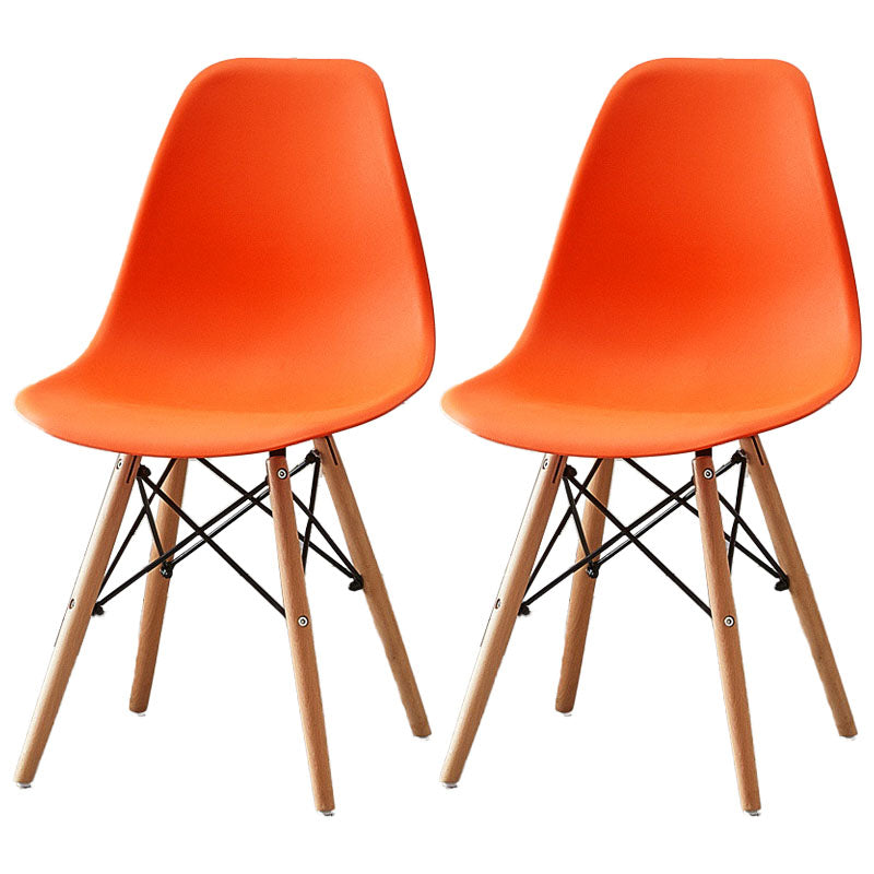 Scandinavian Wood Indoor-Outdoor Side Chair Solid Back Chair Orange-Red Set of 2 Clearhalo 'Dining Chairs' 'Dining Tables & Seating' 'dining_chair' 'Furniture' 'furniture_dining_chair' 'Kitchen & Dining Furniture' 4732145