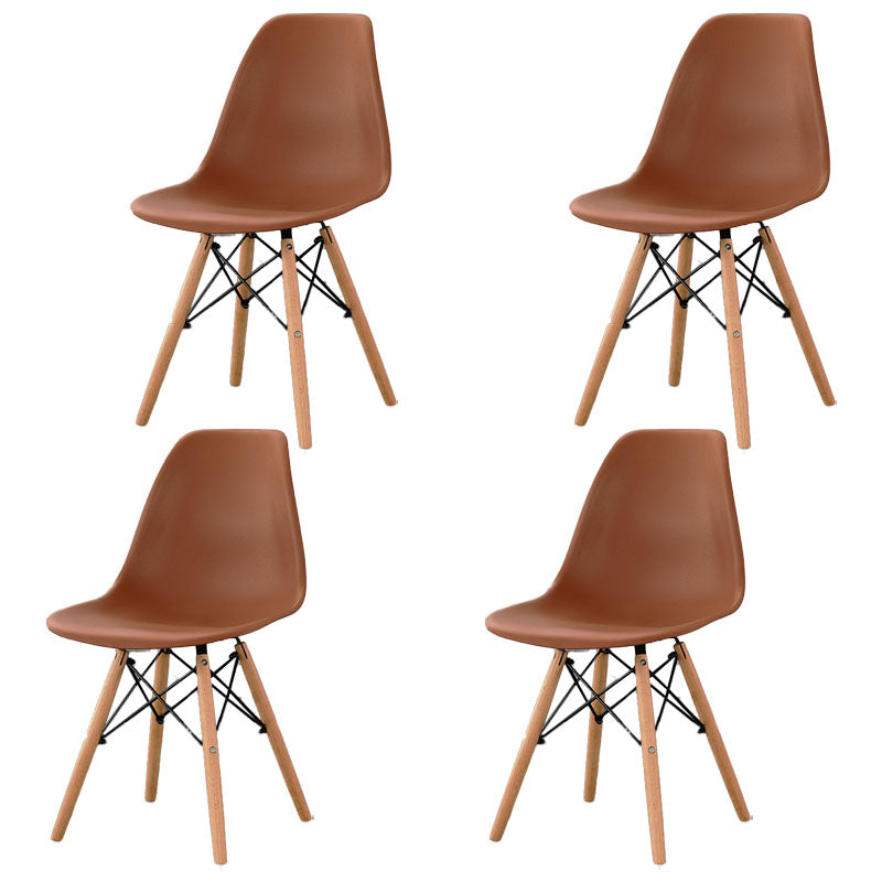 Scandinavian Wood Indoor-Outdoor Side Chair Solid Back Chair Coffee Set of 4 Clearhalo 'Dining Chairs' 'Dining Tables & Seating' 'dining_chair' 'Furniture' 'furniture_dining_chair' 'Kitchen & Dining Furniture' 4732149