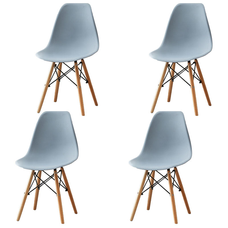 Scandinavian Wood Indoor-Outdoor Side Chair Solid Back Chair Light Gray Set of 4 Clearhalo 'Dining Chairs' 'Dining Tables & Seating' 'dining_chair' 'Furniture' 'furniture_dining_chair' 'Kitchen & Dining Furniture' 4732152