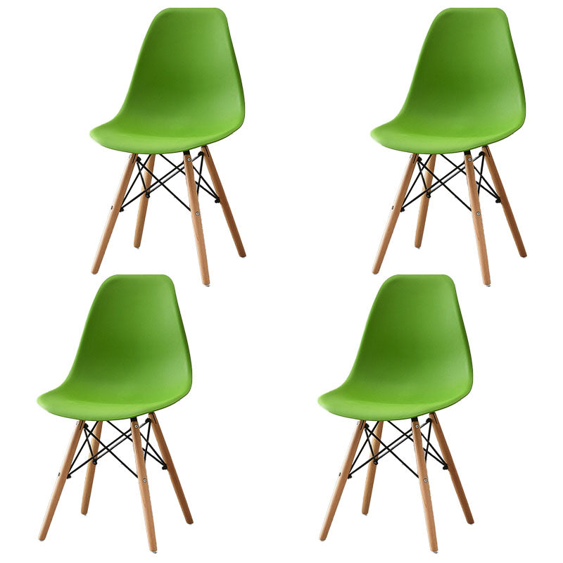 Scandinavian Wood Indoor-Outdoor Side Chair Solid Back Chair Green Set of 4 Clearhalo 'Dining Chairs' 'Dining Tables & Seating' 'dining_chair' 'Furniture' 'furniture_dining_chair' 'Kitchen & Dining Furniture' 4732155