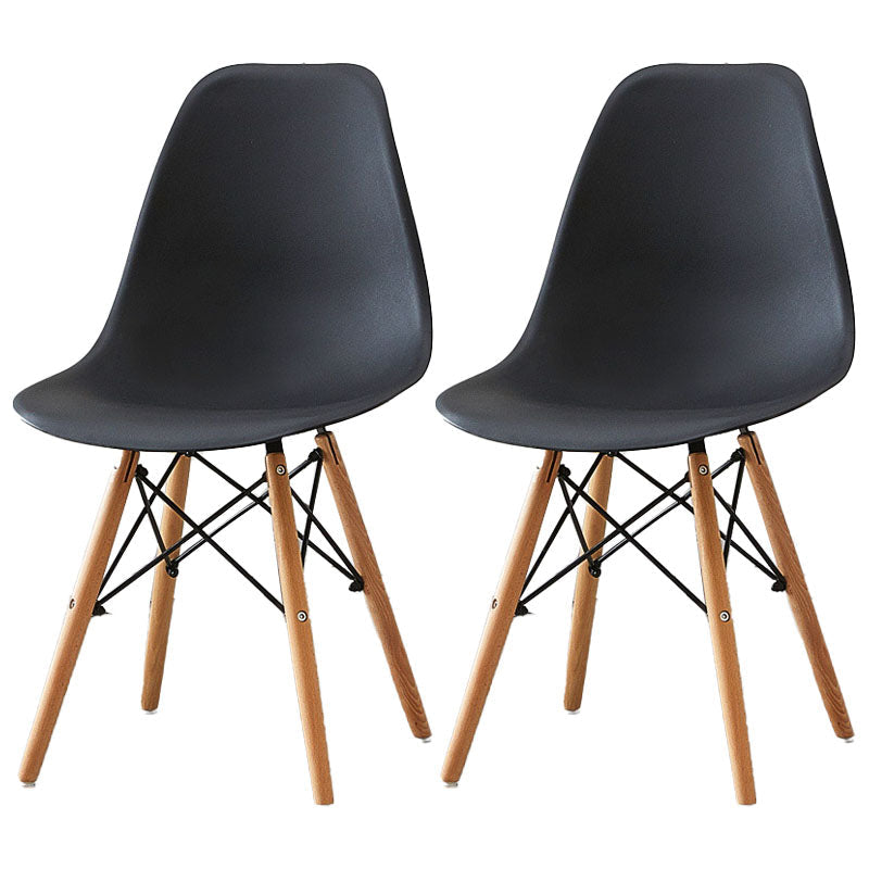 Scandinavian Wood Indoor-Outdoor Side Chair Solid Back Chair Black Set of 2 Clearhalo 'Dining Chairs' 'Dining Tables & Seating' 'dining_chair' 'Furniture' 'furniture_dining_chair' 'Kitchen & Dining Furniture' 4732157