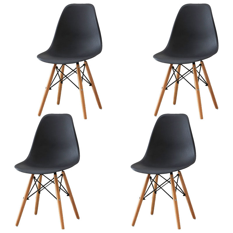Scandinavian Wood Indoor-Outdoor Side Chair Solid Back Chair Black Set of 4 Clearhalo 'Dining Chairs' 'Dining Tables & Seating' 'dining_chair' 'Furniture' 'furniture_dining_chair' 'Kitchen & Dining Furniture' 4732158