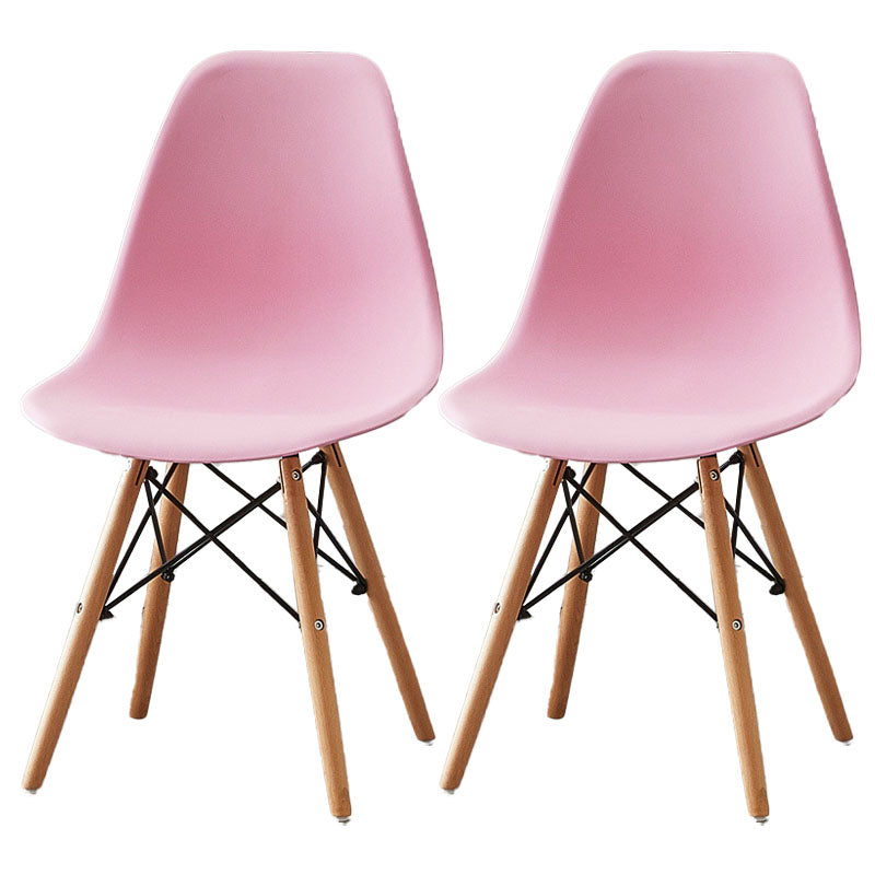 Scandinavian Wood Indoor-Outdoor Side Chair Solid Back Chair Pink Set of 2 Clearhalo 'Dining Chairs' 'Dining Tables & Seating' 'dining_chair' 'Furniture' 'furniture_dining_chair' 'Kitchen & Dining Furniture' 4732163