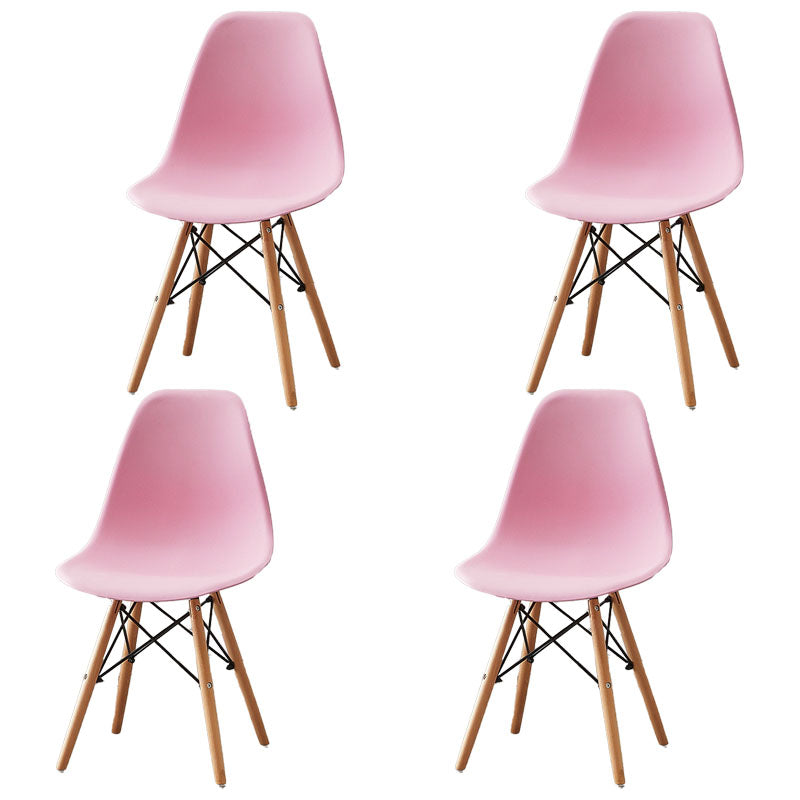 Scandinavian Wood Indoor-Outdoor Side Chair Solid Back Chair Pink Set of 4 Clearhalo 'Dining Chairs' 'Dining Tables & Seating' 'dining_chair' 'Furniture' 'furniture_dining_chair' 'Kitchen & Dining Furniture' 4732164