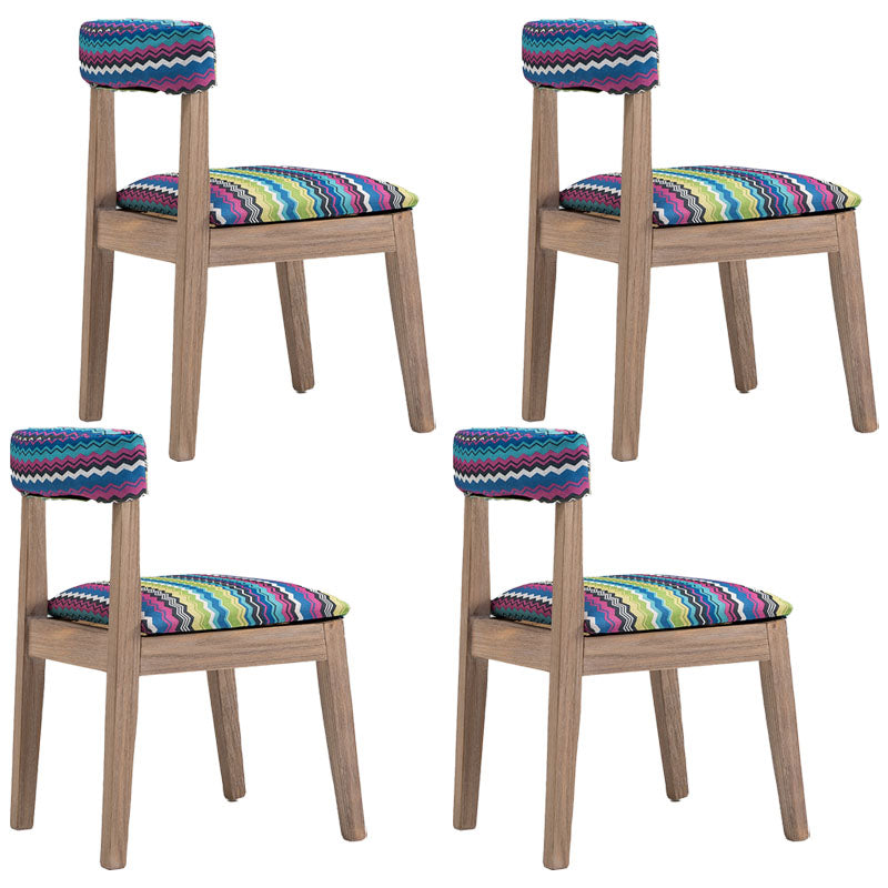 Farmhouse Fabric Restaurant Side Chair Open Matte Finish Dining Chair Black-White-Blue-Pink-Yellow Set of 4 Clearhalo 'Dining Chairs' 'Dining Tables & Seating' 'dining_chair' 'Furniture' 'furniture_dining_chair' 'Kitchen & Dining Furniture' 4732195