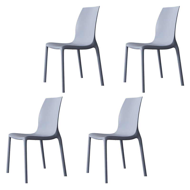 Contemporary Style Stackable Chairs Dining Armless Chair with Plastic Legs for Kitchen Grey Set of 4 Clearhalo 'Dining Chairs' 'Dining Tables & Seating' 'dining_chair' 'Furniture' 'furniture_dining_chair' 'Kitchen & Dining Furniture' 4732205