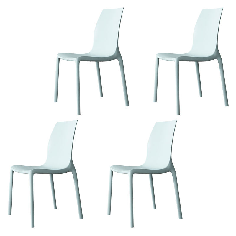Contemporary Style Stackable Chairs Dining Armless Chair with Plastic Legs for Kitchen Peacock Blue Set of 4 Clearhalo 'Dining Chairs' 'Dining Tables & Seating' 'dining_chair' 'Furniture' 'furniture_dining_chair' 'Kitchen & Dining Furniture' 4732207
