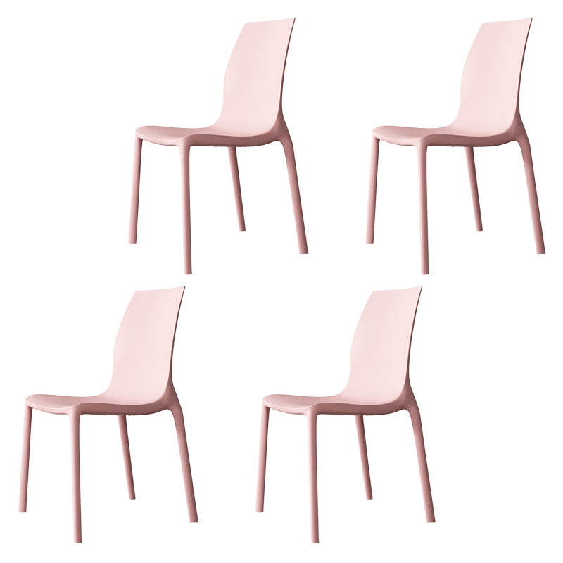 Contemporary Style Stackable Chairs Dining Armless Chair with Plastic Legs for Kitchen Pink Set of 4 Clearhalo 'Dining Chairs' 'Dining Tables & Seating' 'dining_chair' 'Furniture' 'furniture_dining_chair' 'Kitchen & Dining Furniture' 4732209