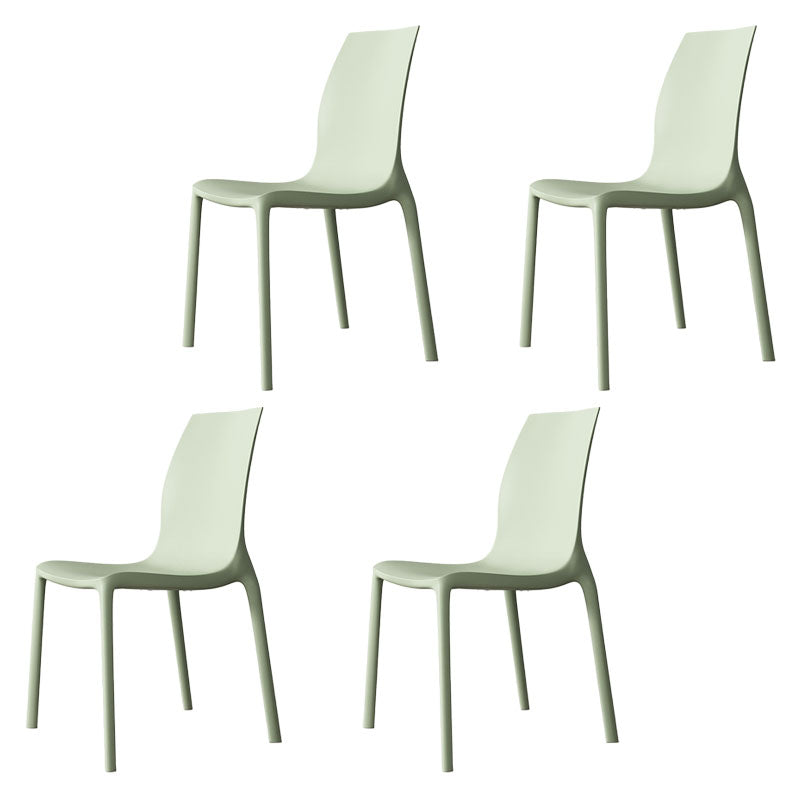 Contemporary Style Stackable Chairs Dining Armless Chair with Plastic Legs for Kitchen Green Set of 4 Clearhalo 'Dining Chairs' 'Dining Tables & Seating' 'dining_chair' 'Furniture' 'furniture_dining_chair' 'Kitchen & Dining Furniture' 4732211