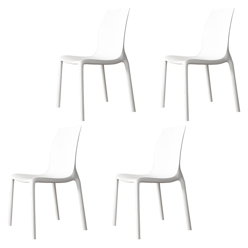Contemporary Style Stackable Chairs Dining Armless Chair with Plastic Legs for Kitchen White Set of 4 Clearhalo 'Dining Chairs' 'Dining Tables & Seating' 'dining_chair' 'Furniture' 'furniture_dining_chair' 'Kitchen & Dining Furniture' 4732213