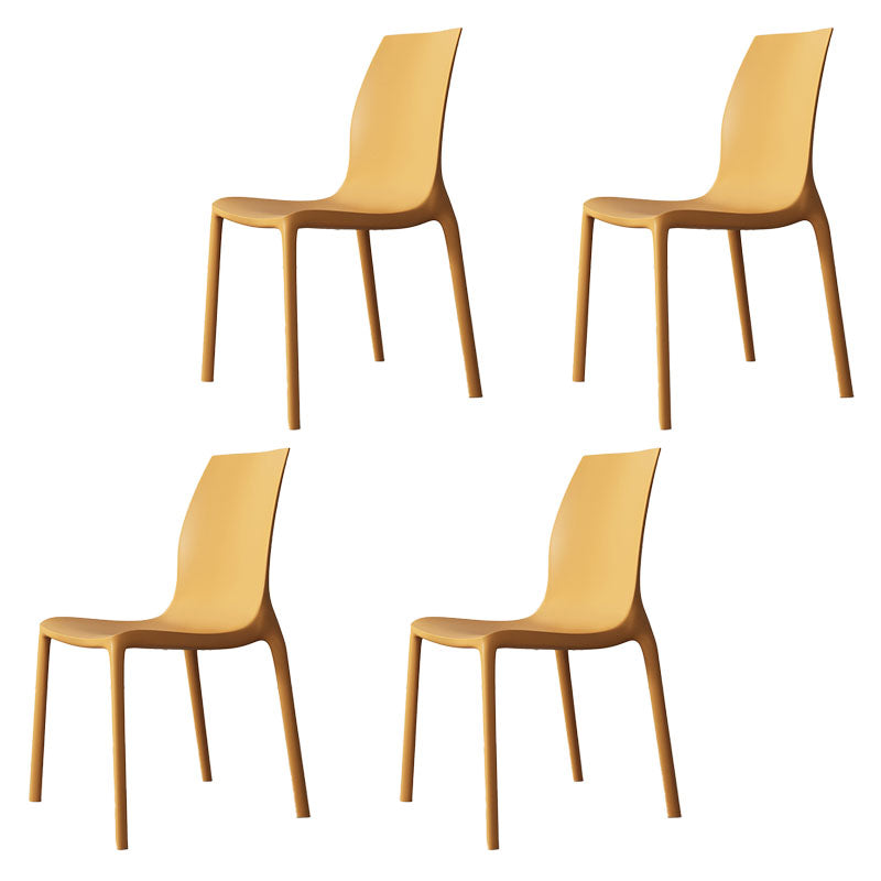 Contemporary Style Stackable Chairs Dining Armless Chair with Plastic Legs for Kitchen Lemon Yellow Set of 4 Clearhalo 'Dining Chairs' 'Dining Tables & Seating' 'dining_chair' 'Furniture' 'furniture_dining_chair' 'Kitchen & Dining Furniture' 4732216