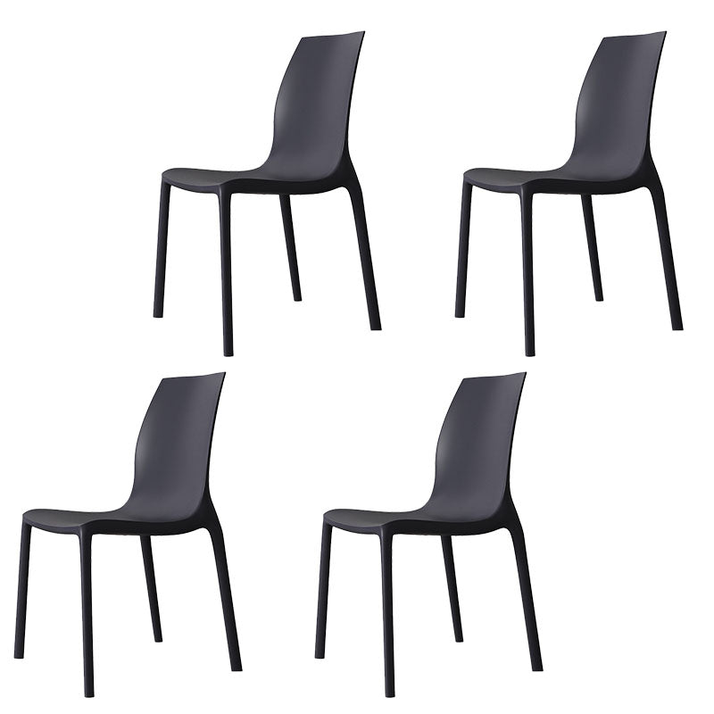Contemporary Style Stackable Chairs Dining Armless Chair with Plastic Legs for Kitchen Black Set of 4 Clearhalo 'Dining Chairs' 'Dining Tables & Seating' 'dining_chair' 'Furniture' 'furniture_dining_chair' 'Kitchen & Dining Furniture' 4732217