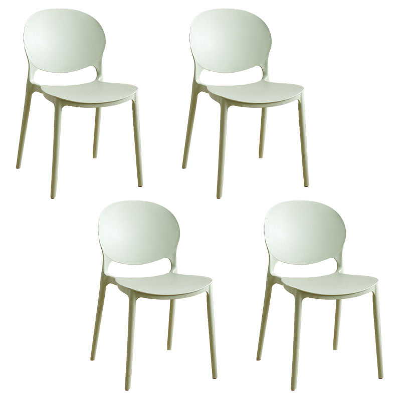 Contemporary Style Stackable Chairs Dining Open Back Armless Chair with Plastic Legs Green Set of 4 Clearhalo 'Dining Chairs' 'Dining Tables & Seating' 'dining_chair' 'Furniture' 'furniture_dining_chair' 'Kitchen & Dining Furniture' 4732226