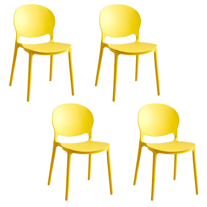 Contemporary Style Stackable Chairs Dining Open Back Armless Chair with Plastic Legs Yellow Set of 4 Clearhalo 'Dining Chairs' 'Dining Tables & Seating' 'dining_chair' 'Furniture' 'furniture_dining_chair' 'Kitchen & Dining Furniture' 4732228