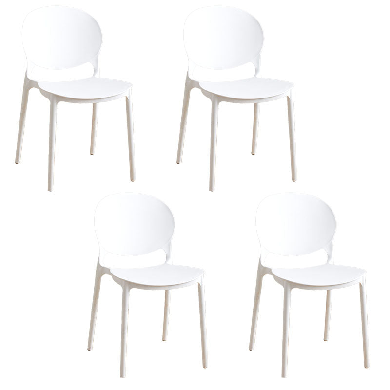 Contemporary Style Stackable Chairs Dining Open Back Armless Chair with Plastic Legs White Set of 4 Clearhalo 'Dining Chairs' 'Dining Tables & Seating' 'dining_chair' 'Furniture' 'furniture_dining_chair' 'Kitchen & Dining Furniture' 4732230