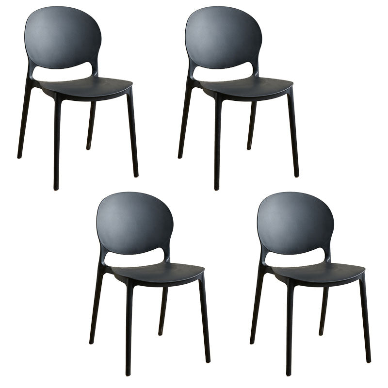 Contemporary Style Stackable Chairs Dining Open Back Armless Chair with Plastic Legs Black Set of 4 Clearhalo 'Dining Chairs' 'Dining Tables & Seating' 'dining_chair' 'Furniture' 'furniture_dining_chair' 'Kitchen & Dining Furniture' 4732231