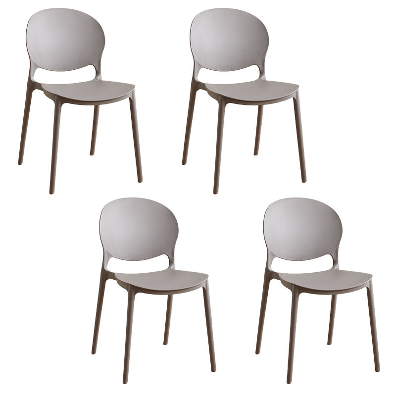 Contemporary Style Stackable Chairs Dining Open Back Armless Chair with Plastic Legs Grey Set of 4 Clearhalo 'Dining Chairs' 'Dining Tables & Seating' 'dining_chair' 'Furniture' 'furniture_dining_chair' 'Kitchen & Dining Furniture' 4732233