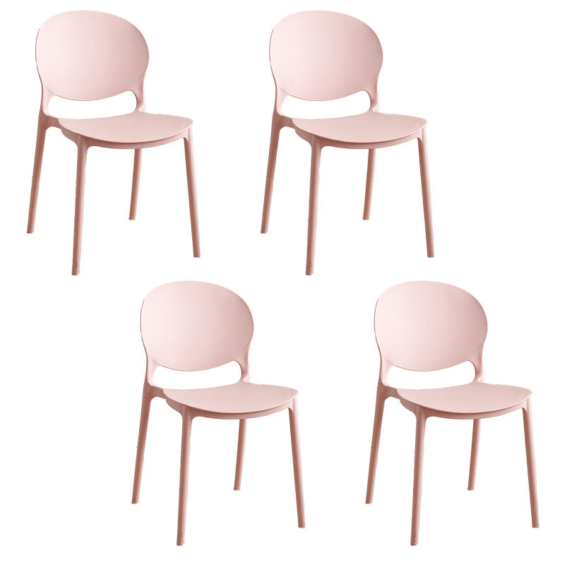 Contemporary Style Stackable Chairs Dining Open Back Armless Chair with Plastic Legs Pink Set of 4 Clearhalo 'Dining Chairs' 'Dining Tables & Seating' 'dining_chair' 'Furniture' 'furniture_dining_chair' 'Kitchen & Dining Furniture' 4732235