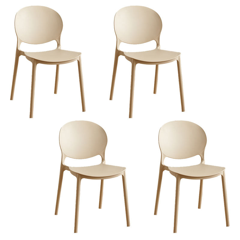 Contemporary Style Stackable Chairs Dining Open Back Armless Chair with Plastic Legs Camel Set of 4 Clearhalo 'Dining Chairs' 'Dining Tables & Seating' 'dining_chair' 'Furniture' 'furniture_dining_chair' 'Kitchen & Dining Furniture' 4732237