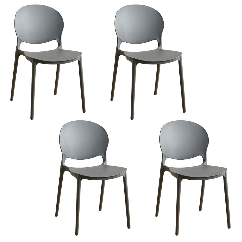 Contemporary Style Stackable Chairs Dining Open Back Armless Chair with Plastic Legs Dark Gray Set of 4 Clearhalo 'Dining Chairs' 'Dining Tables & Seating' 'dining_chair' 'Furniture' 'furniture_dining_chair' 'Kitchen & Dining Furniture' 4732239