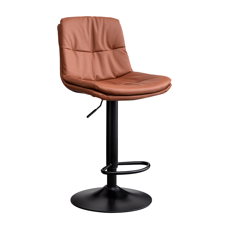 Contemporary Leather Swivel Barstool Indoor Bar Stool with Low Back Black Brown 1 Piece Clearhalo 'Bar Furniture' 'Bar Stools' 'bar_stools' 'furn' 'furn_bar_stools' 'Furniture' 'furniture_bar_stools' 'Kitchen & Dining Furniture' 4732264