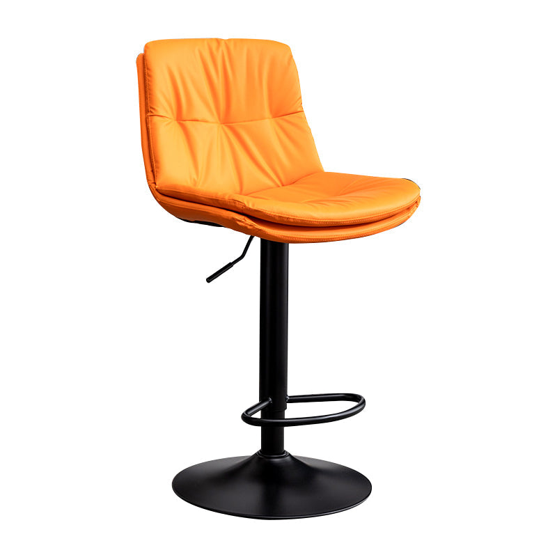 Contemporary Leather Swivel Barstool Indoor Bar Stool with Low Back Black Orange 1 Piece Clearhalo 'Bar Furniture' 'Bar Stools' 'bar_stools' 'furn' 'furn_bar_stools' 'Furniture' 'furniture_bar_stools' 'Kitchen & Dining Furniture' 4732268