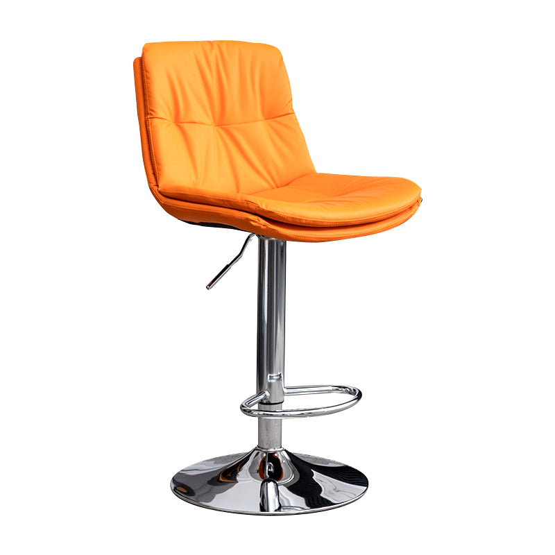 Contemporary Leather Swivel Barstool Indoor Bar Stool with Low Back Silver Orange 1 Piece Clearhalo 'Bar Furniture' 'Bar Stools' 'bar_stools' 'furn' 'furn_bar_stools' 'Furniture' 'furniture_bar_stools' 'Kitchen & Dining Furniture' 4732269