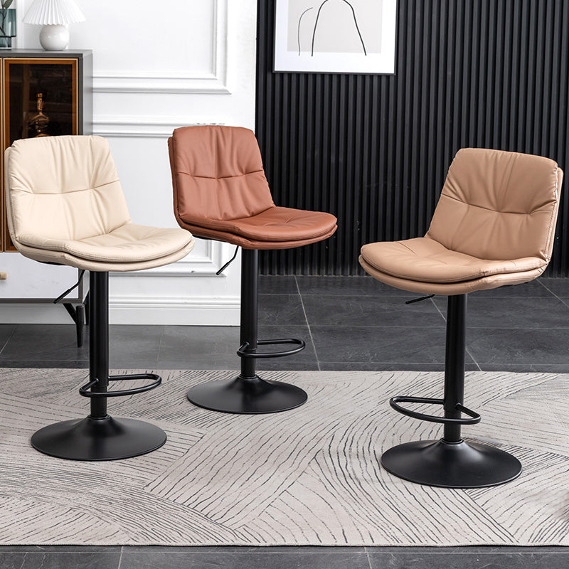 Contemporary Leather Swivel Barstool Indoor Bar Stool with Low Back Clearhalo 'Bar Furniture' 'Bar Stools' 'bar_stools' 'furn' 'furn_bar_stools' 'Furniture' 'furniture_bar_stools' 'Kitchen & Dining Furniture' 4732270