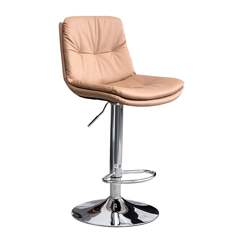 Contemporary Leather Swivel Barstool Indoor Bar Stool with Low Back Silver Khaki 1 Piece Clearhalo 'Bar Furniture' 'Bar Stools' 'bar_stools' 'furn' 'furn_bar_stools' 'Furniture' 'furniture_bar_stools' 'Kitchen & Dining Furniture' 4732273