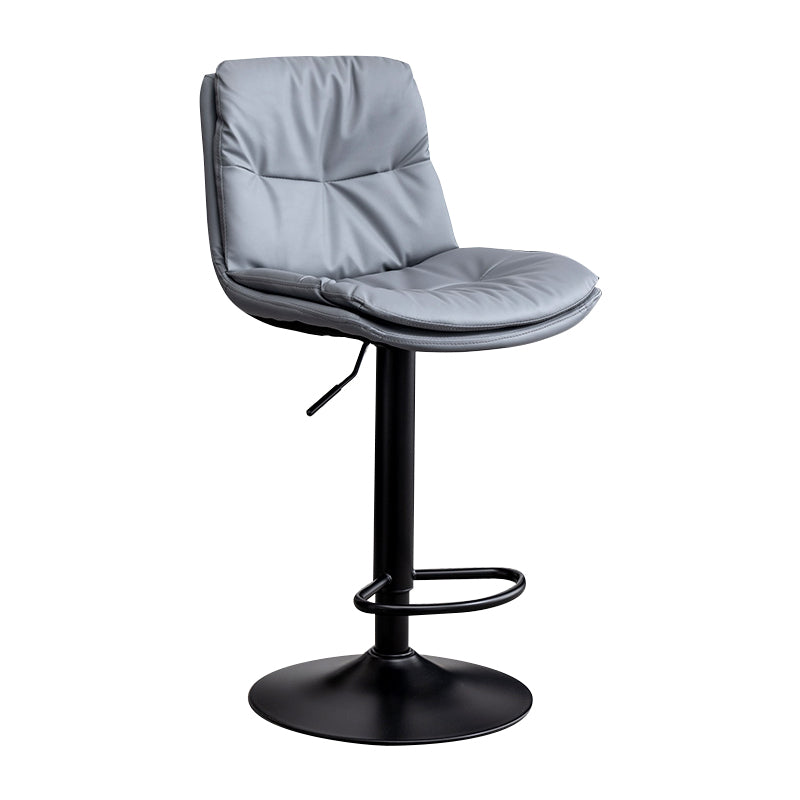 Contemporary Leather Swivel Barstool Indoor Bar Stool with Low Back Black Gray 1 Piece Clearhalo 'Bar Furniture' 'Bar Stools' 'bar_stools' 'furn' 'furn_bar_stools' 'Furniture' 'furniture_bar_stools' 'Kitchen & Dining Furniture' 4732275