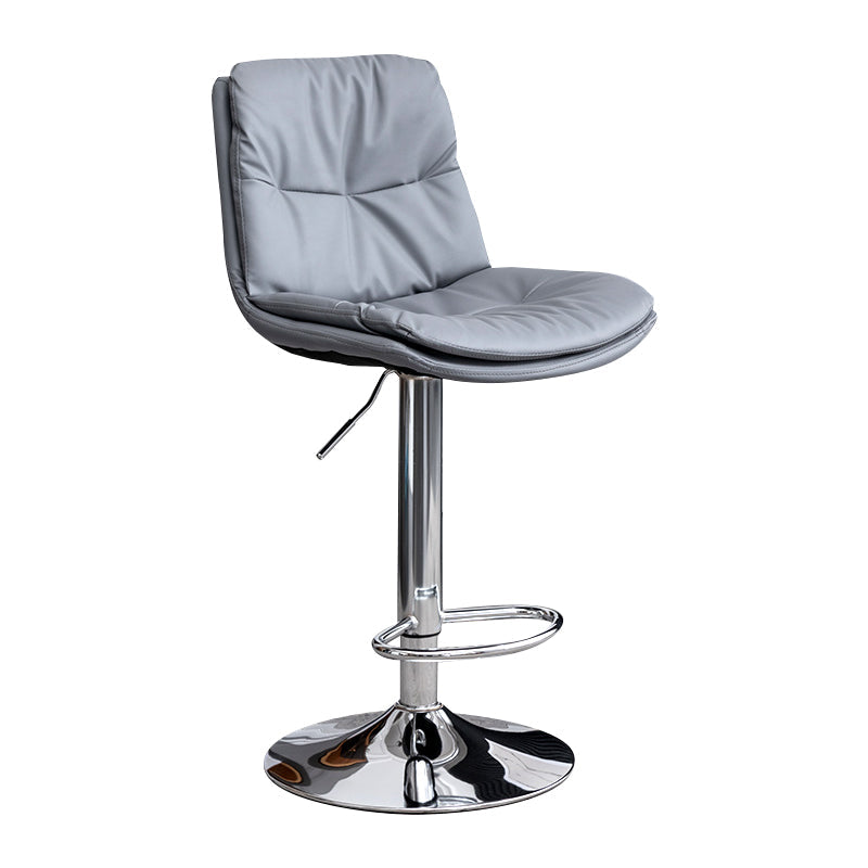 Contemporary Leather Swivel Barstool Indoor Bar Stool with Low Back Silver Gray 1 Piece Clearhalo 'Bar Furniture' 'Bar Stools' 'bar_stools' 'furn' 'furn_bar_stools' 'Furniture' 'furniture_bar_stools' 'Kitchen & Dining Furniture' 4732278
