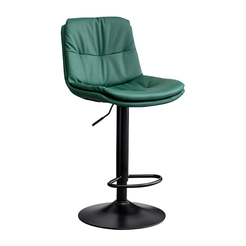 Contemporary Leather Swivel Barstool Indoor Bar Stool with Low Back Black Green 1 Piece Clearhalo 'Bar Furniture' 'Bar Stools' 'bar_stools' 'furn' 'furn_bar_stools' 'Furniture' 'furniture_bar_stools' 'Kitchen & Dining Furniture' 4732279