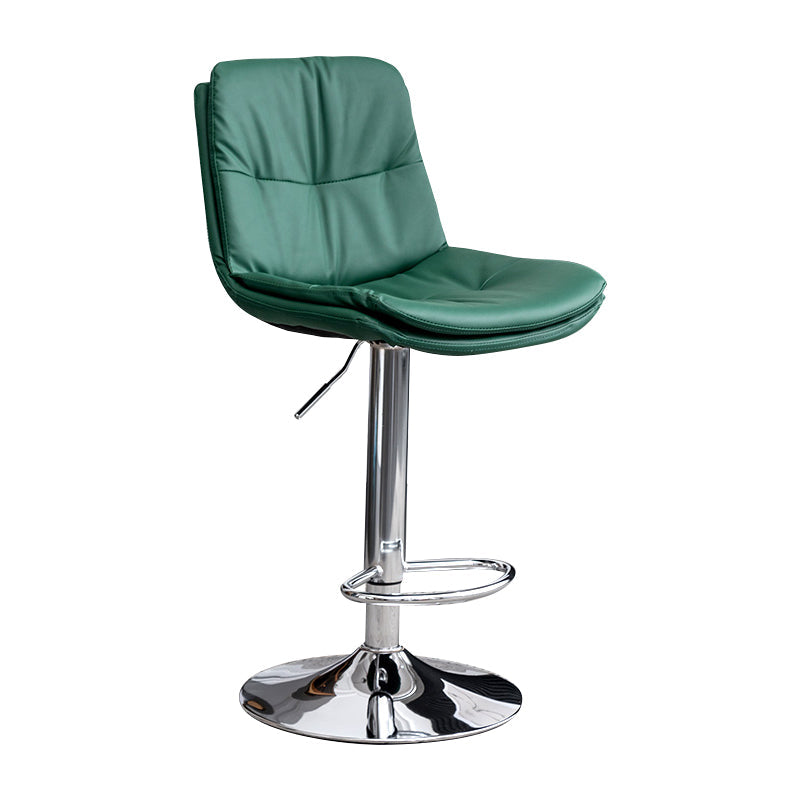 Contemporary Leather Swivel Barstool Indoor Bar Stool with Low Back Silver Green 1 Piece Clearhalo 'Bar Furniture' 'Bar Stools' 'bar_stools' 'furn' 'furn_bar_stools' 'Furniture' 'furniture_bar_stools' 'Kitchen & Dining Furniture' 4732282