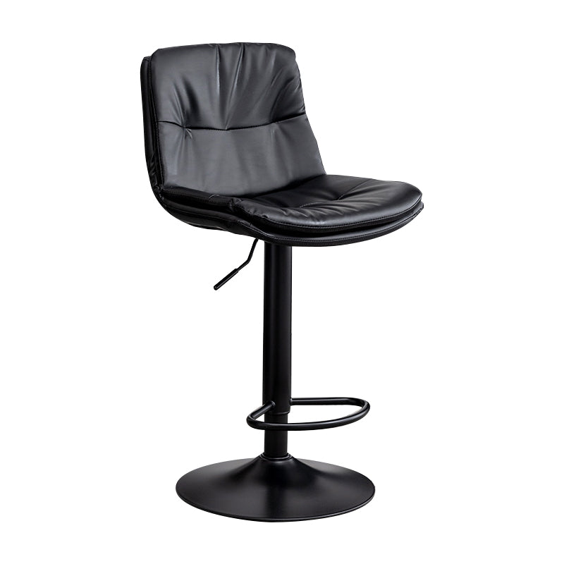 Contemporary Leather Swivel Barstool Indoor Bar Stool with Low Back Black Black 1 Piece Clearhalo 'Bar Furniture' 'Bar Stools' 'bar_stools' 'furn' 'furn_bar_stools' 'Furniture' 'furniture_bar_stools' 'Kitchen & Dining Furniture' 4732283