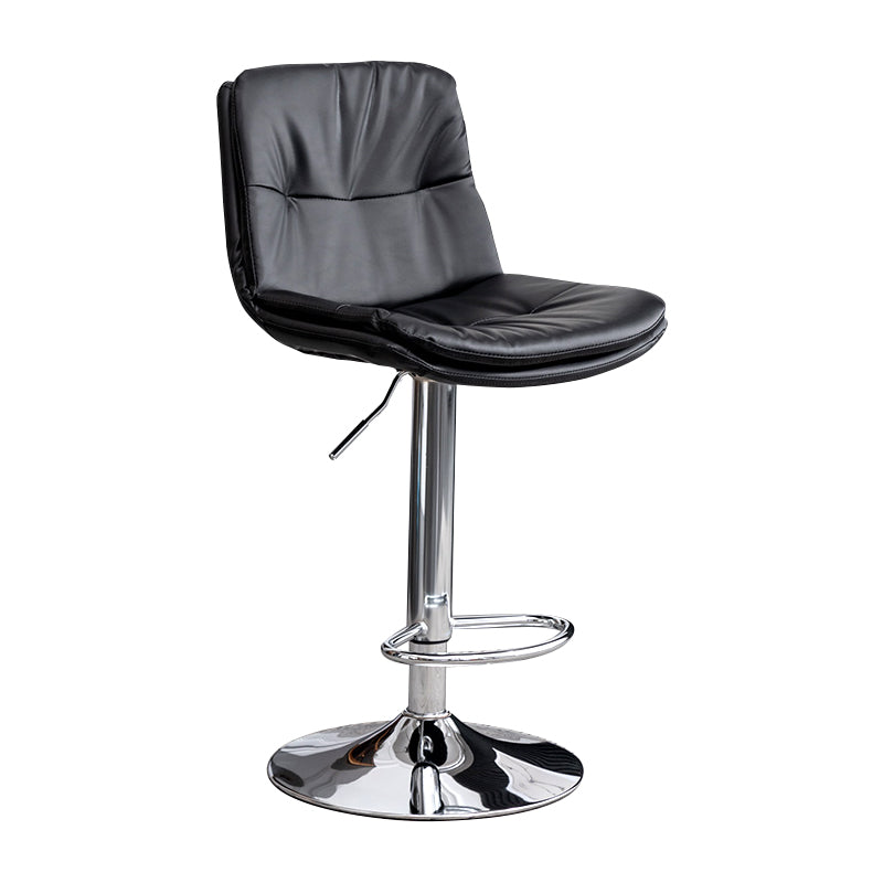 Contemporary Leather Swivel Barstool Indoor Bar Stool with Low Back Silver Black 1 Piece Clearhalo 'Bar Furniture' 'Bar Stools' 'bar_stools' 'furn' 'furn_bar_stools' 'Furniture' 'furniture_bar_stools' 'Kitchen & Dining Furniture' 4732286