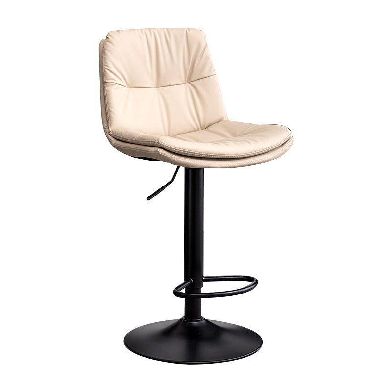 Contemporary Leather Swivel Barstool Indoor Bar Stool with Low Back Black Beige 1 Piece Clearhalo 'Bar Furniture' 'Bar Stools' 'bar_stools' 'furn' 'furn_bar_stools' 'Furniture' 'furniture_bar_stools' 'Kitchen & Dining Furniture' 4732287