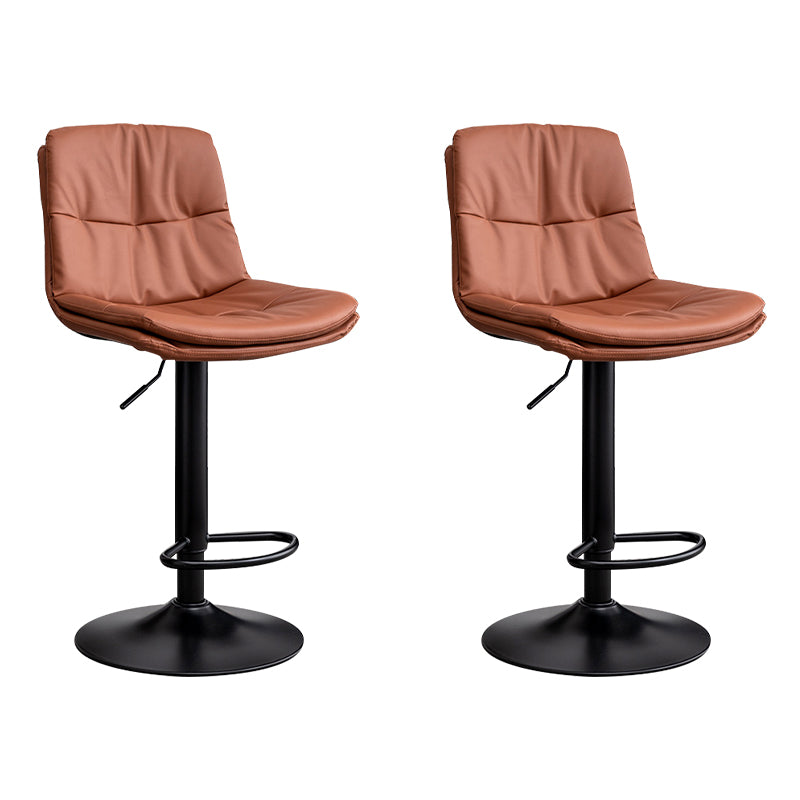 Contemporary Leather Swivel Barstool Indoor Bar Stool with Low Back Black Brown 2 Piece Set Clearhalo 'Bar Furniture' 'Bar Stools' 'bar_stools' 'furn' 'furn_bar_stools' 'Furniture' 'furniture_bar_stools' 'Kitchen & Dining Furniture' 4732288
