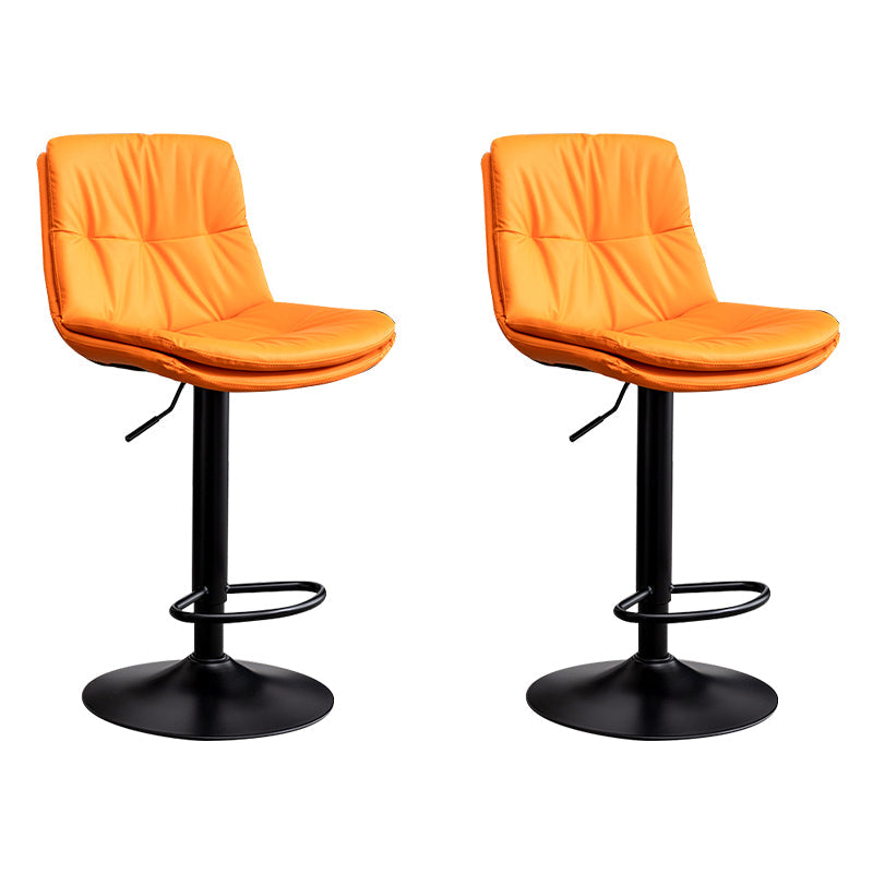 Contemporary Leather Swivel Barstool Indoor Bar Stool with Low Back Black Orange 2 Piece Set Clearhalo 'Bar Furniture' 'Bar Stools' 'bar_stools' 'furn' 'furn_bar_stools' 'Furniture' 'furniture_bar_stools' 'Kitchen & Dining Furniture' 4732290