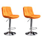 Contemporary Leather Swivel Barstool Indoor Bar Stool with Low Back Silver Orange 2 Piece Set Clearhalo 'Bar Furniture' 'Bar Stools' 'bar_stools' 'furn' 'furn_bar_stools' 'Furniture' 'furniture_bar_stools' 'Kitchen & Dining Furniture' 4732291