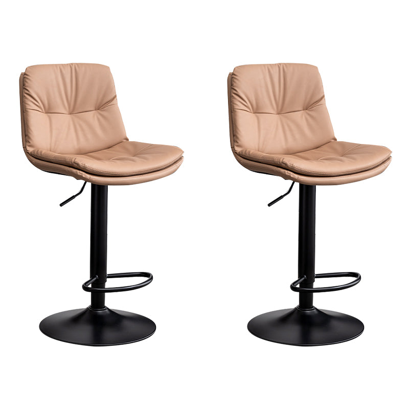 Contemporary Leather Swivel Barstool Indoor Bar Stool with Low Back Black Khaki 2 Piece Set Clearhalo 'Bar Furniture' 'Bar Stools' 'bar_stools' 'furn' 'furn_bar_stools' 'Furniture' 'furniture_bar_stools' 'Kitchen & Dining Furniture' 4732292