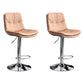 Contemporary Leather Swivel Barstool Indoor Bar Stool with Low Back Silver Khaki 2 Piece Set Clearhalo 'Bar Furniture' 'Bar Stools' 'bar_stools' 'furn' 'furn_bar_stools' 'Furniture' 'furniture_bar_stools' 'Kitchen & Dining Furniture' 4732293
