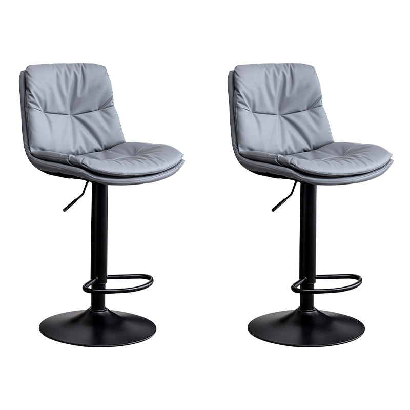 Contemporary Leather Swivel Barstool Indoor Bar Stool with Low Back Black Gray 2 Piece Set Clearhalo 'Bar Furniture' 'Bar Stools' 'bar_stools' 'furn' 'furn_bar_stools' 'Furniture' 'furniture_bar_stools' 'Kitchen & Dining Furniture' 4732294