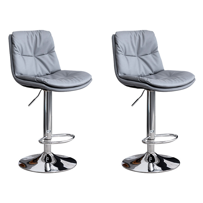 Contemporary Leather Swivel Barstool Indoor Bar Stool with Low Back Silver Gray 2 Piece Set Clearhalo 'Bar Furniture' 'Bar Stools' 'bar_stools' 'furn' 'furn_bar_stools' 'Furniture' 'furniture_bar_stools' 'Kitchen & Dining Furniture' 4732295