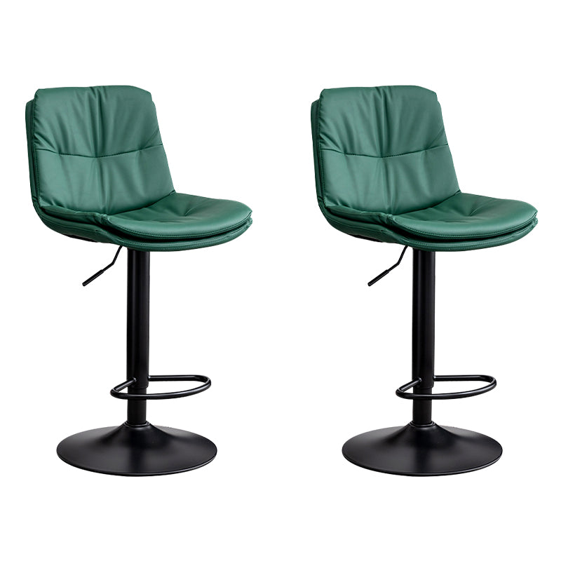 Contemporary Leather Swivel Barstool Indoor Bar Stool with Low Back Black Green 2 Piece Set Clearhalo 'Bar Furniture' 'Bar Stools' 'bar_stools' 'furn' 'furn_bar_stools' 'Furniture' 'furniture_bar_stools' 'Kitchen & Dining Furniture' 4732296